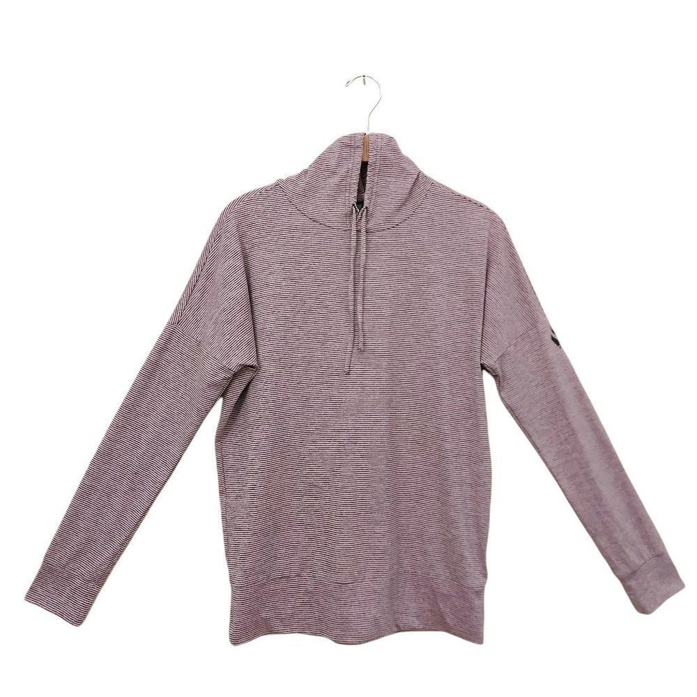 Skechers Top Womens Small Rose Gray Hooded Long Sleeve Striped Athletic Gym
